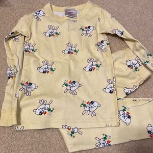 Hanna Andersson Yellow Bunny Print Pajama Set